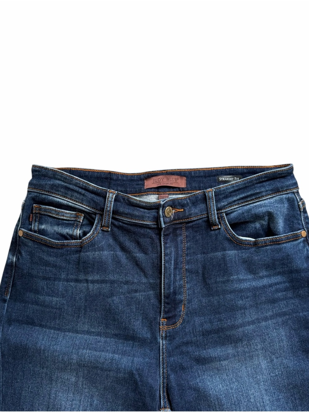 Judy Blue High Rise Thermal Straight Leg Jeans 13/31 Dark Blue Stretch Denim - Picture 3 of 7